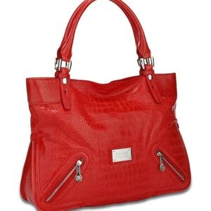 Rioni designer handbags luna Croc Tote (Red) Lu